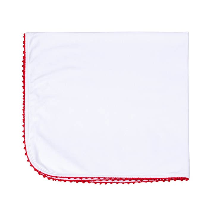 Magnolia Baby - Baby Joy Receiving Blanket with Red Crochet Trim