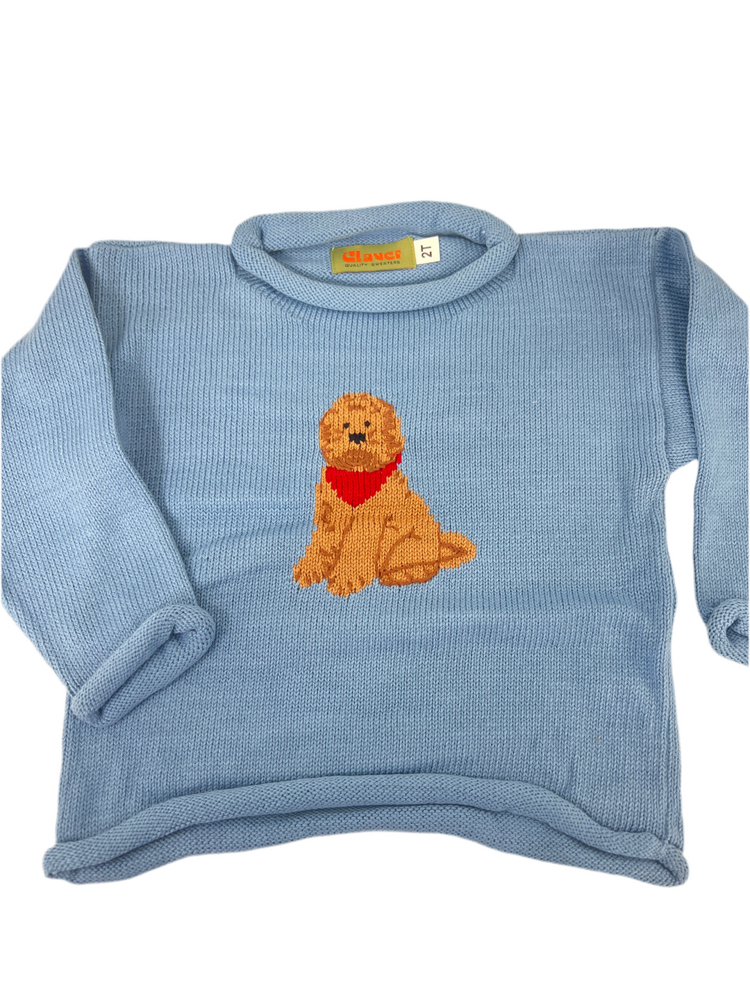 Luigi - Chambray - Golden Doodle with Bandana Roll Neck Sweater