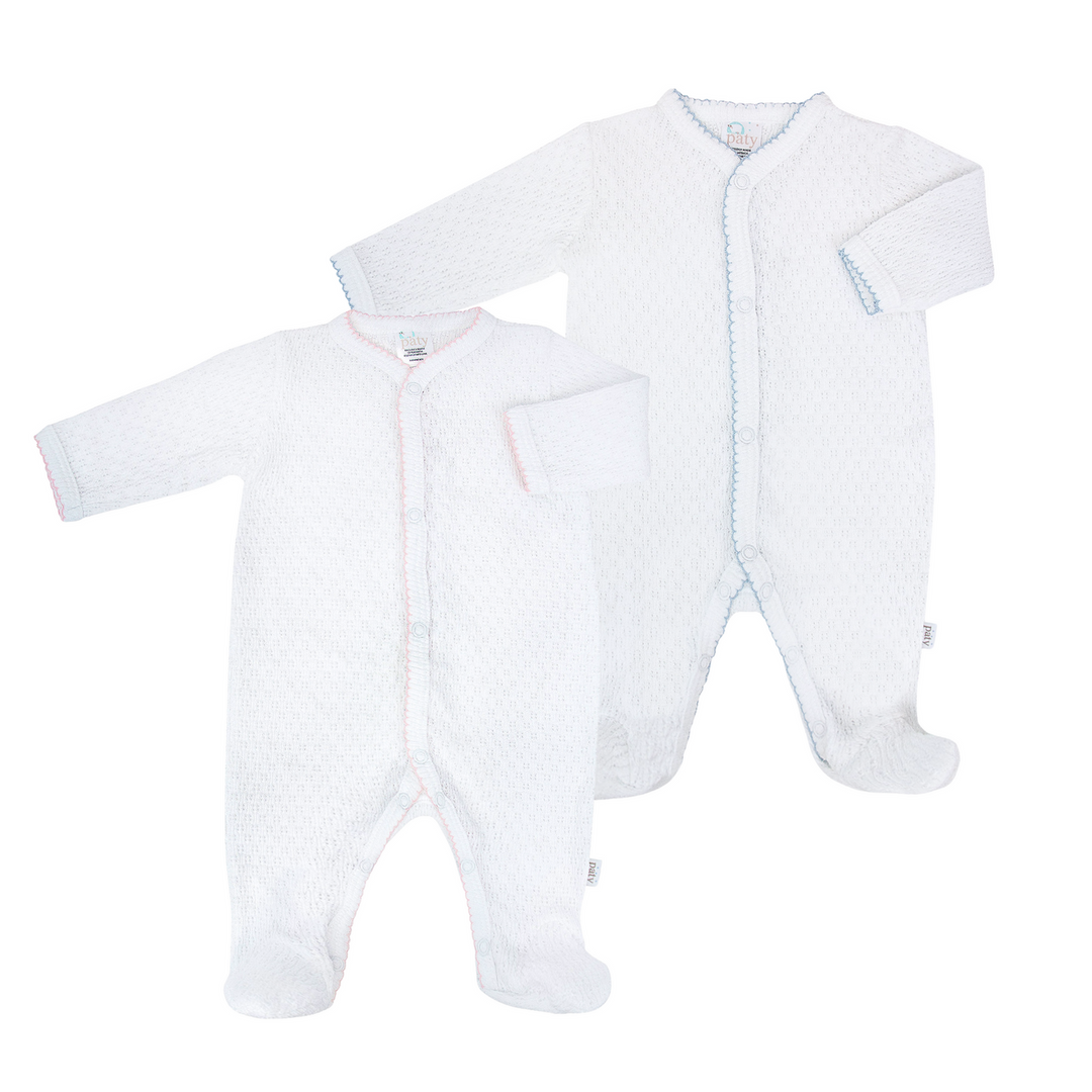 White Knit Footie w/ White Trim - 119