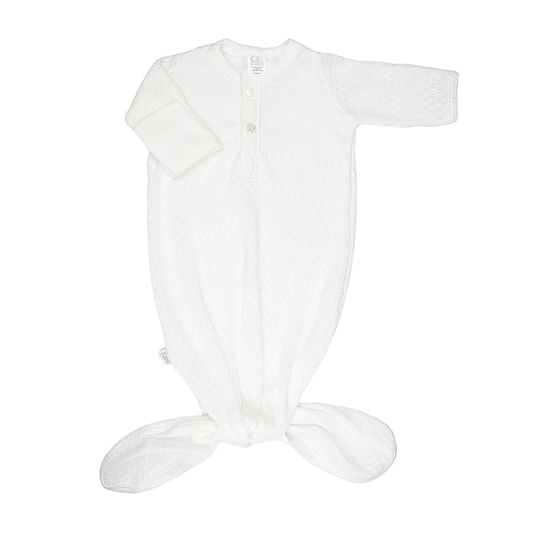 Paty Knotted Placket Gown White 154N