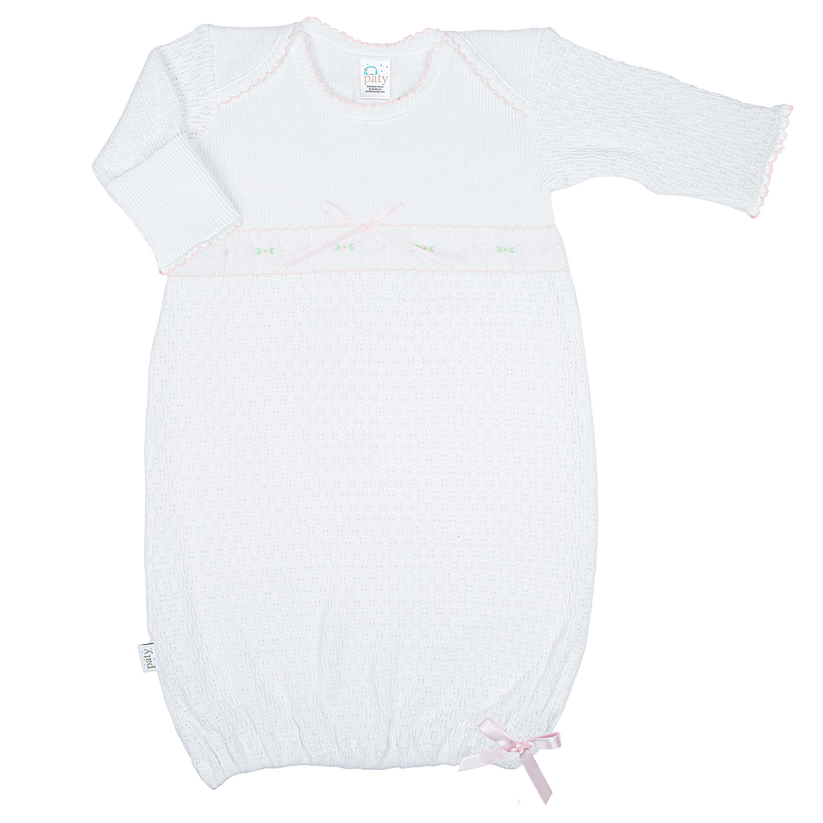 Paty Knit Overlap Shoulder Gown with Swiss Floral #155SWF