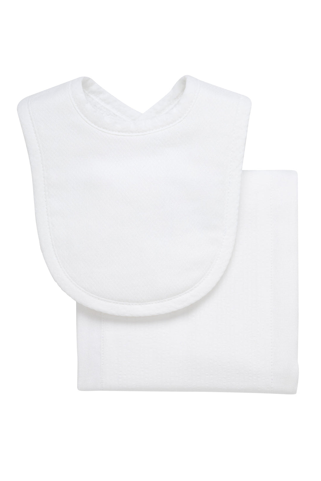 3 Marthas White Seersucker Drooler Bib & Burp Set