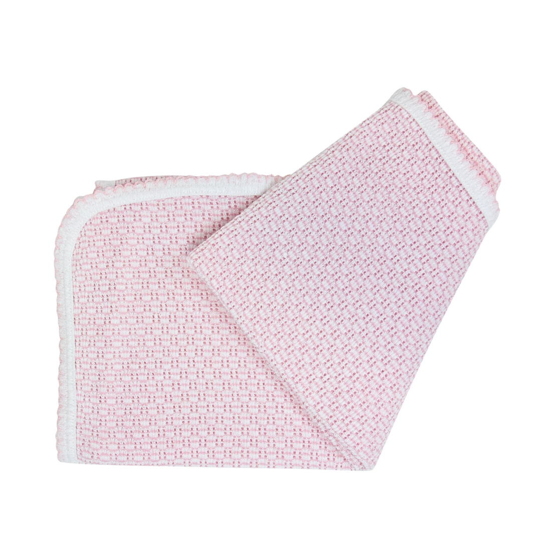 Paty Receiving Blanket - No Bow - Pink with Pink Trim #207X-P