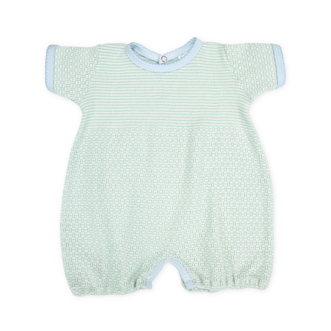 Paty Knit Bubble with Pima Binding - Mint with Blue Pima Binding- #262JE