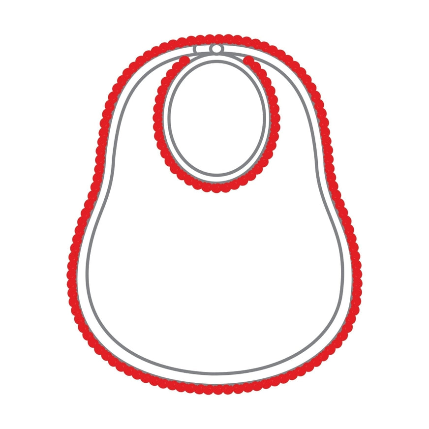 Magnolia Baby- Baby Joy Bib with Red Crochet Trim