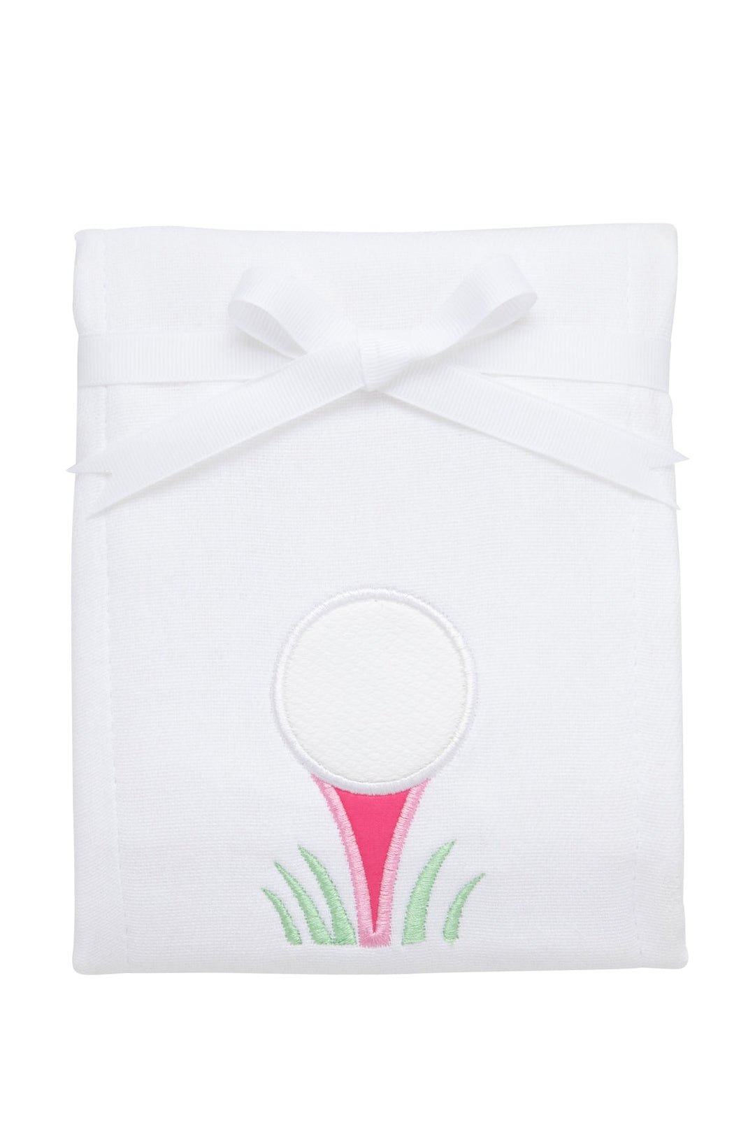 Golf Applique Burp By 3 Marthas- Pink