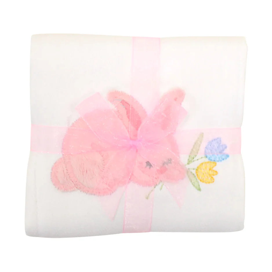 Bunny Appliqued Burp - Pink
