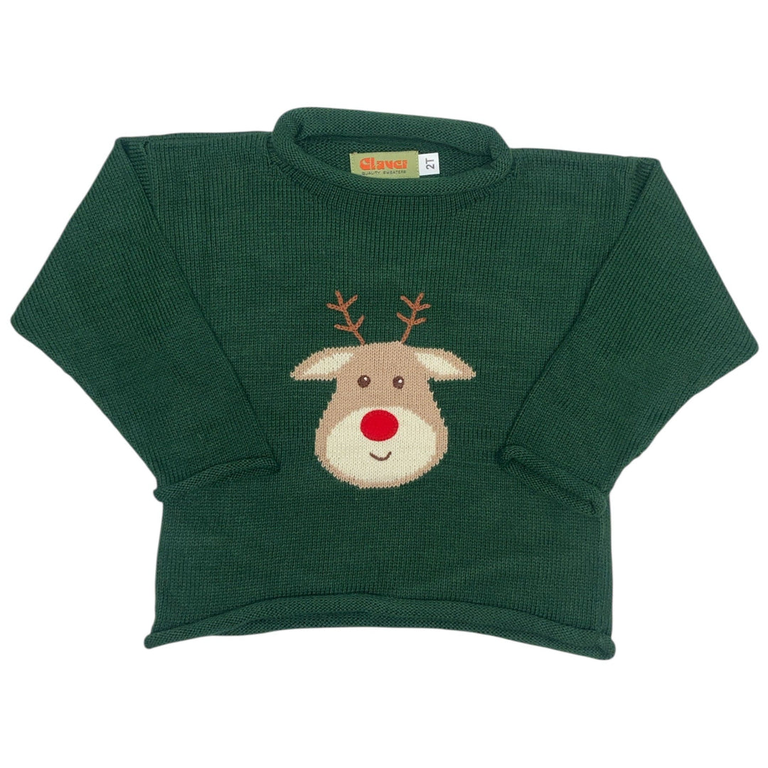 Luigi - Hunter Green - Rudolph Head Roll Neck Sweater