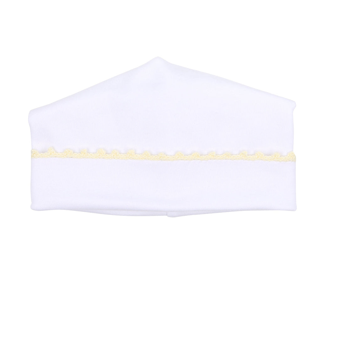 Magnolia Baby Baby Joy Hat with Yellow Crochet Trim