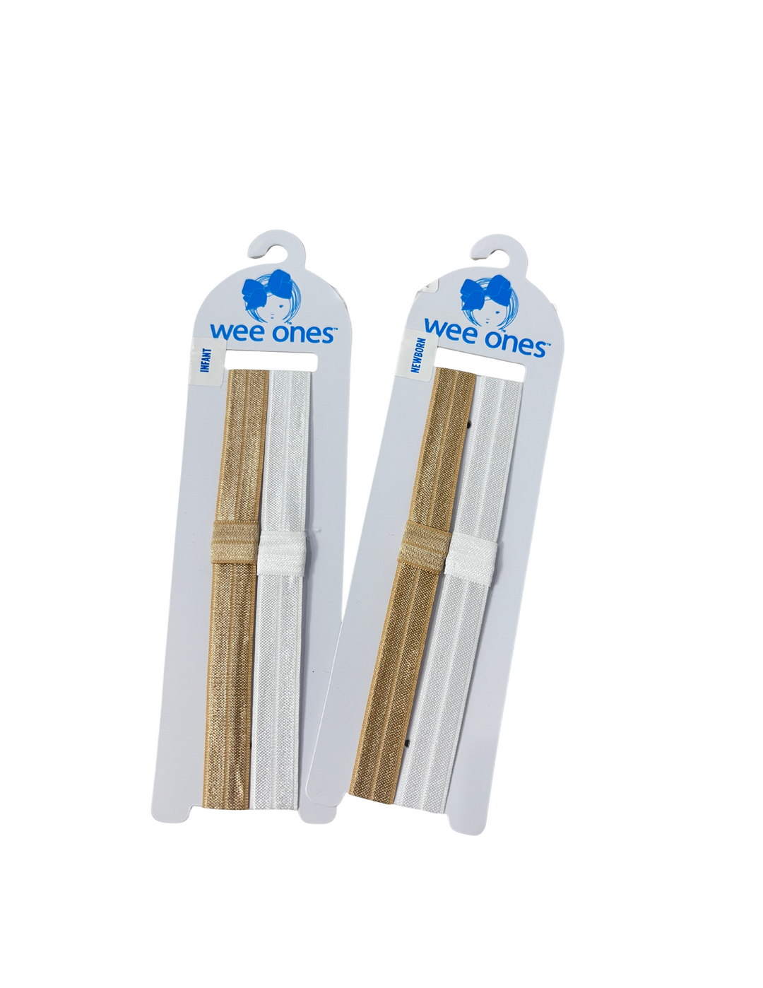 Wee Ones: 2 Add a Bow Elastic Baby Bands, Nude & White