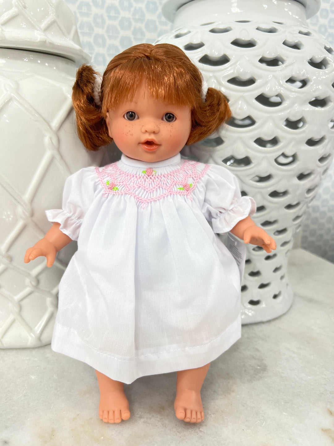 Rosalina White Dress 10" Holly Red Doll (Brown Eye Doll, Dress, and Embroidery)