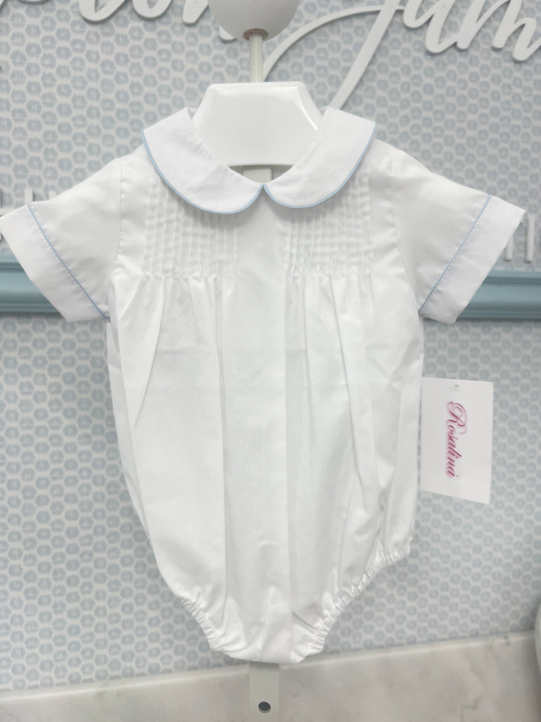 Rosalina Boy White Bubble Collar w/Lt. Blue Trim -1545
