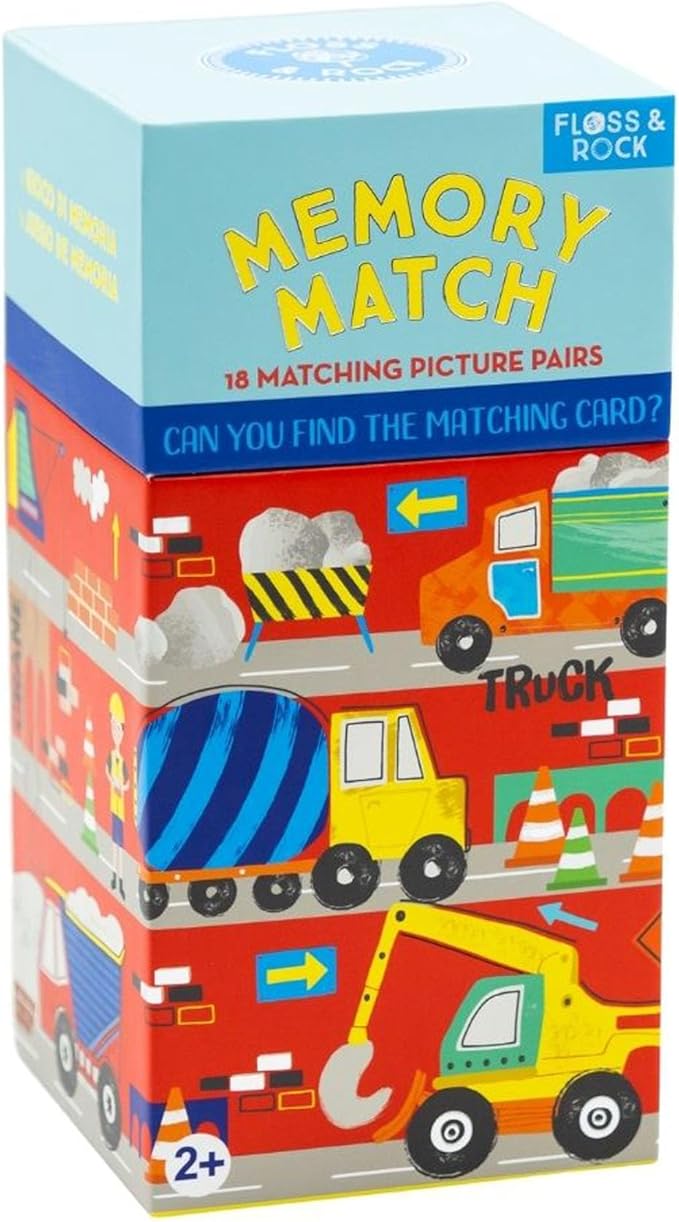Floss & Rock Construction Memory Match, Include 36 Cards with 18 Matching Picture Pairs