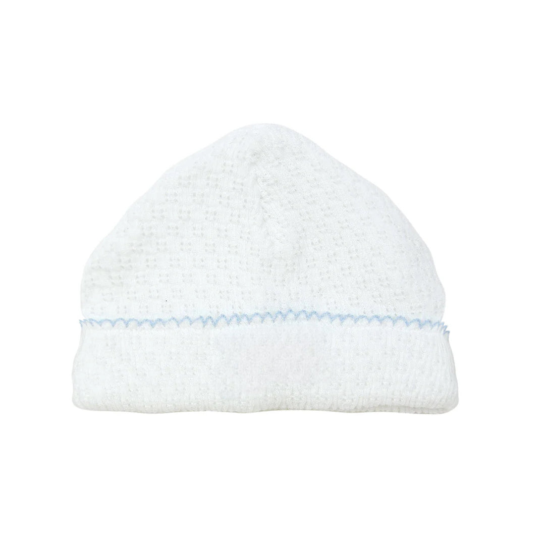 Paty White Saylor Cap - No Bow - White with Blue Trim #126X-B