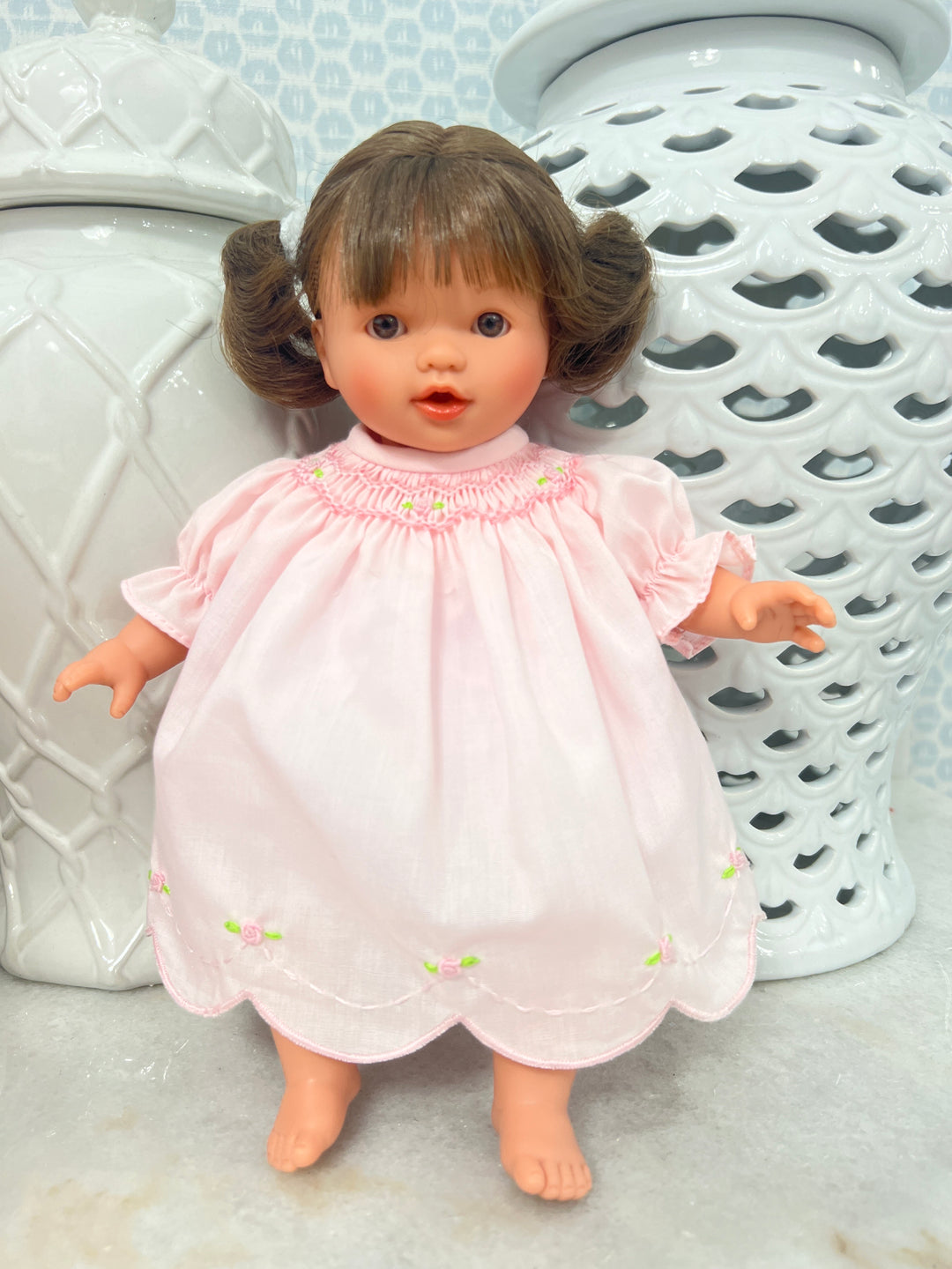 Rosalina Pink Dress 10" Bella Brunette Doll (Brown Eye Doll, Dress, and Embroidery) - PREORDER ESD 11/7