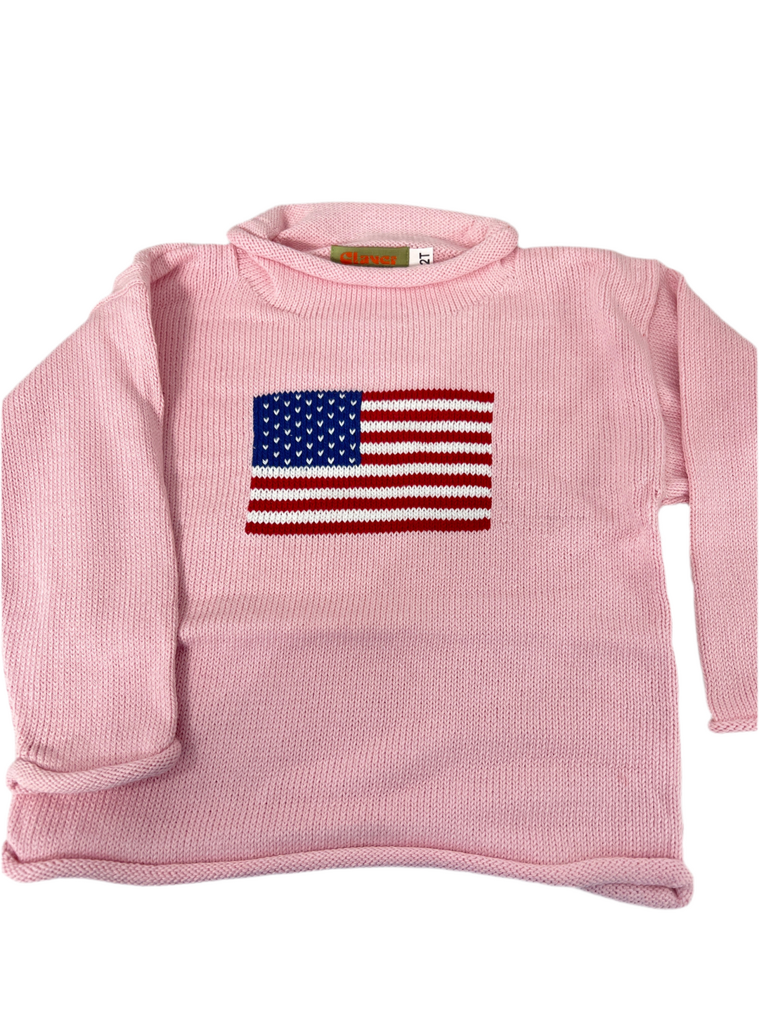 Luigi - Light Pink - American Flag Roll Neck Sweater