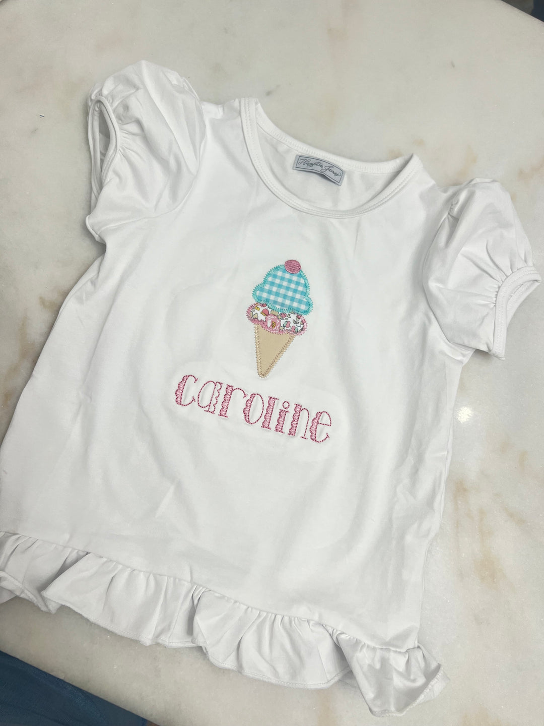 Ice Cream Girl Appliqué Shirt with Name