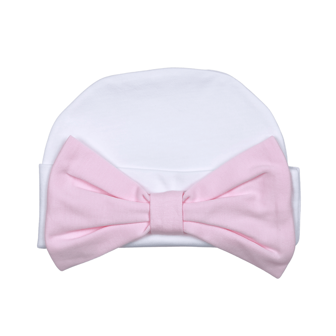 Pink Bow White Pima Beanie