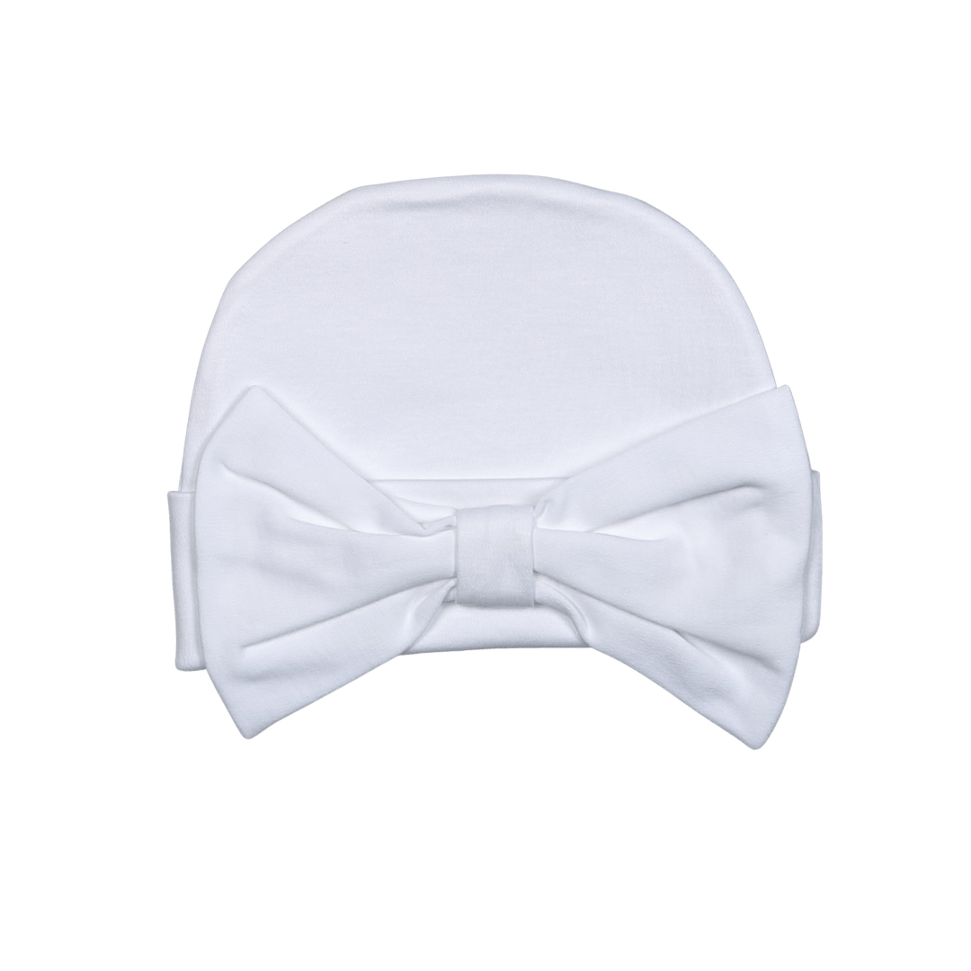 White Bow White Pima Beanie