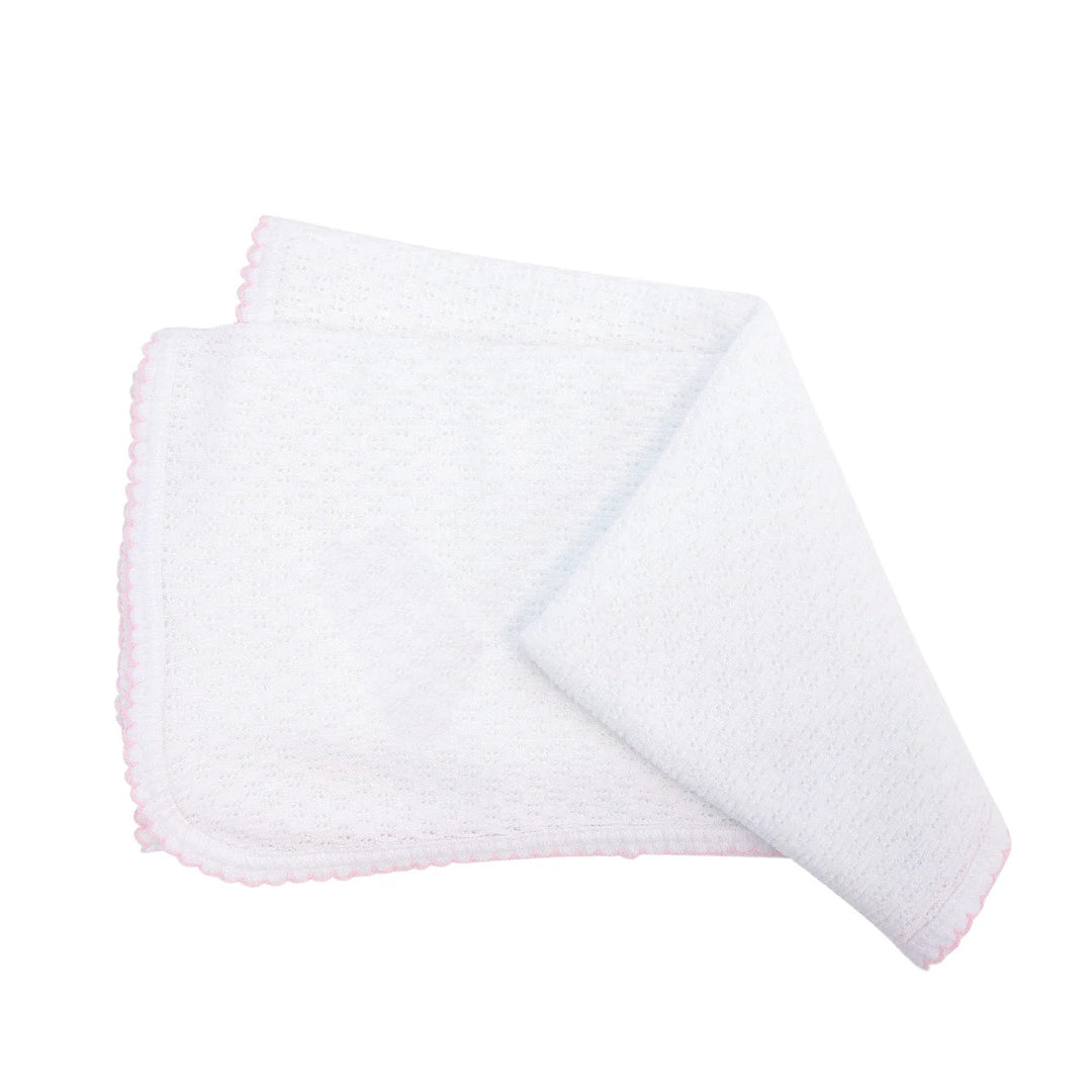 Paty Receiving Blanket - No Bow - White with Pink Trim #107X-P