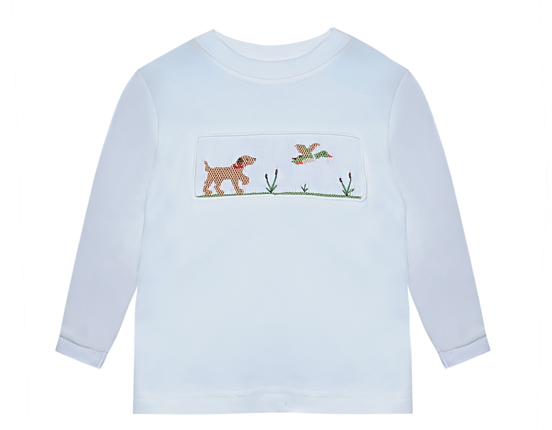 Remember Nguyen- Houston Long Sleeve Shirt: Dog Chasing Mallard