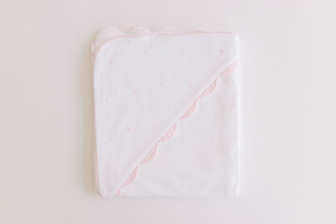 Terry Tots - Hooded Towel - Pink Embroidered Dots