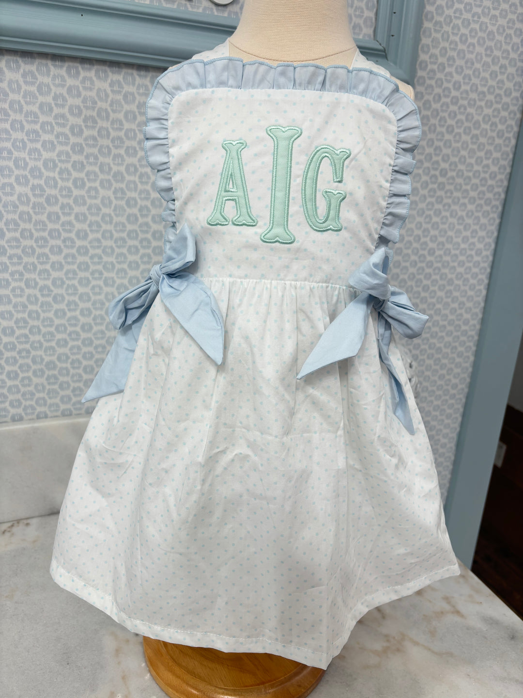 Hampton Light Blue Bitty Dot Ruffle Dress (Girl) PREORDER ITEM