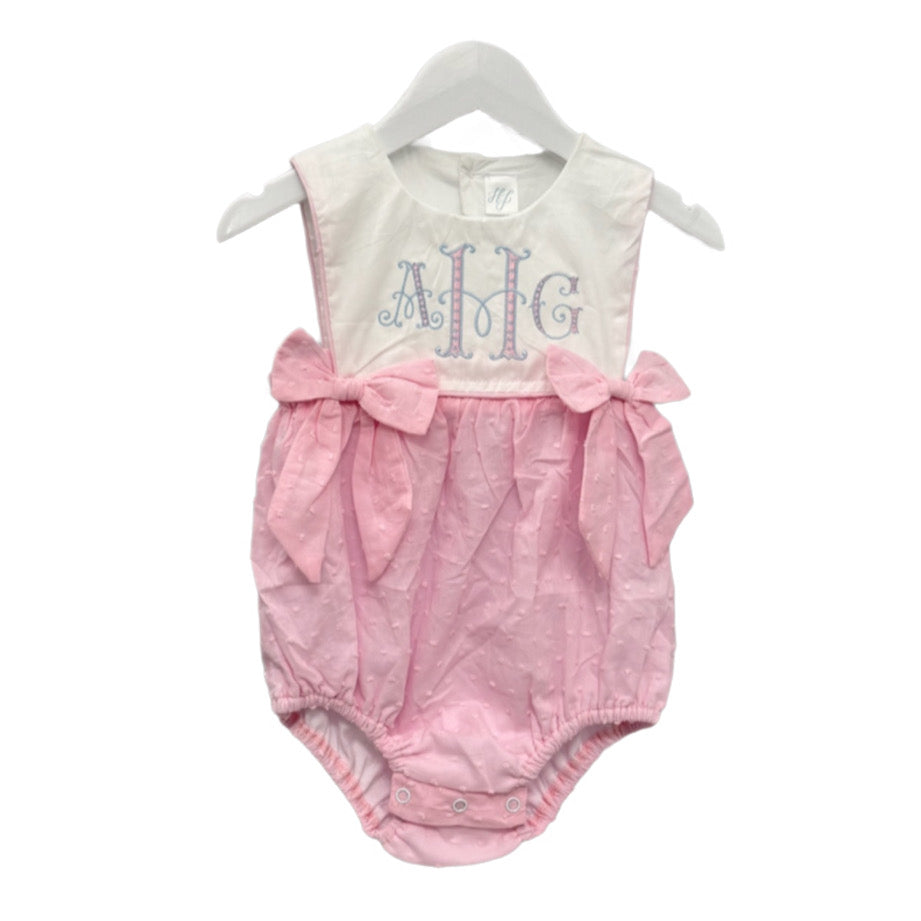 Hampton James Pink Bow Swiss Dot Sleeveless Bubble