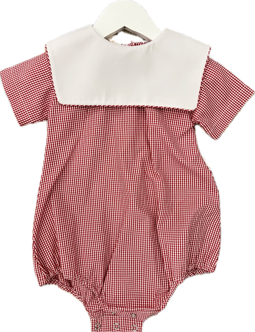 Rosalina Gingham Bubble Boy Square Collar - Red - C12489BY