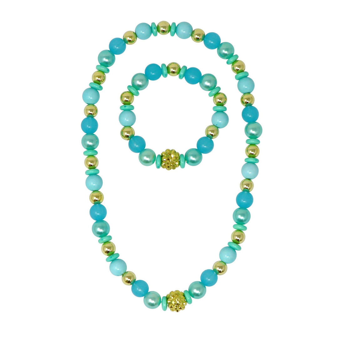 Fairy Delight Beaded Necklace & Bracelet Set- Teal