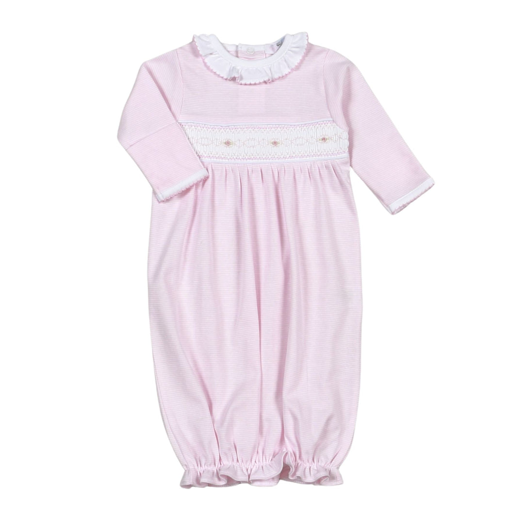 Sally Pink Stripes Hand Smocked Pima Gown
