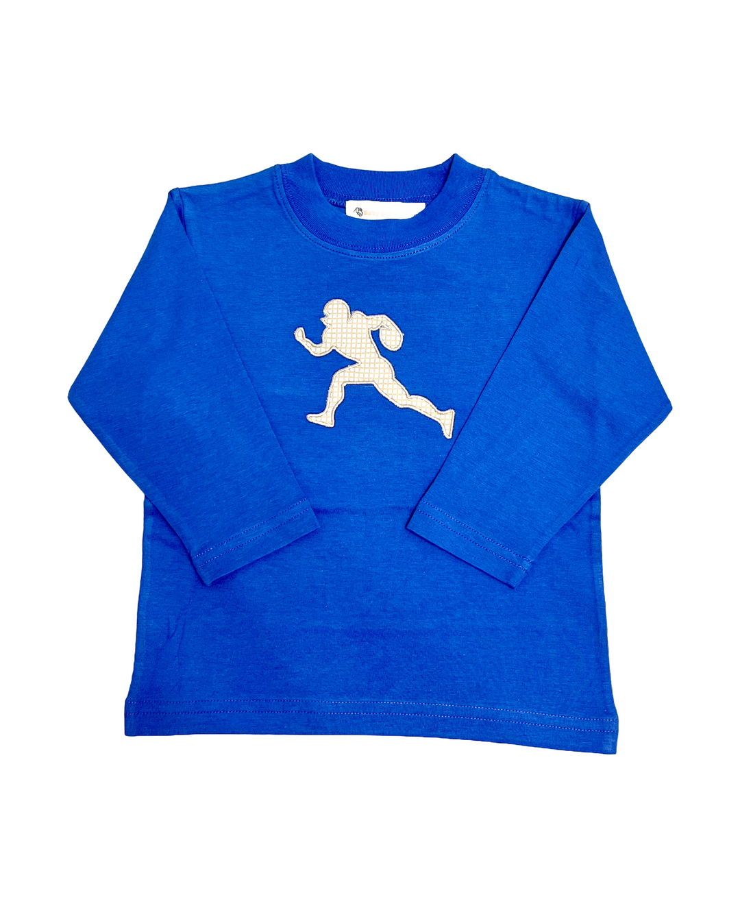 Luigi - Royal Blue - Long Sleeve Shirt with Khaki Gingham Football Player Appliqué