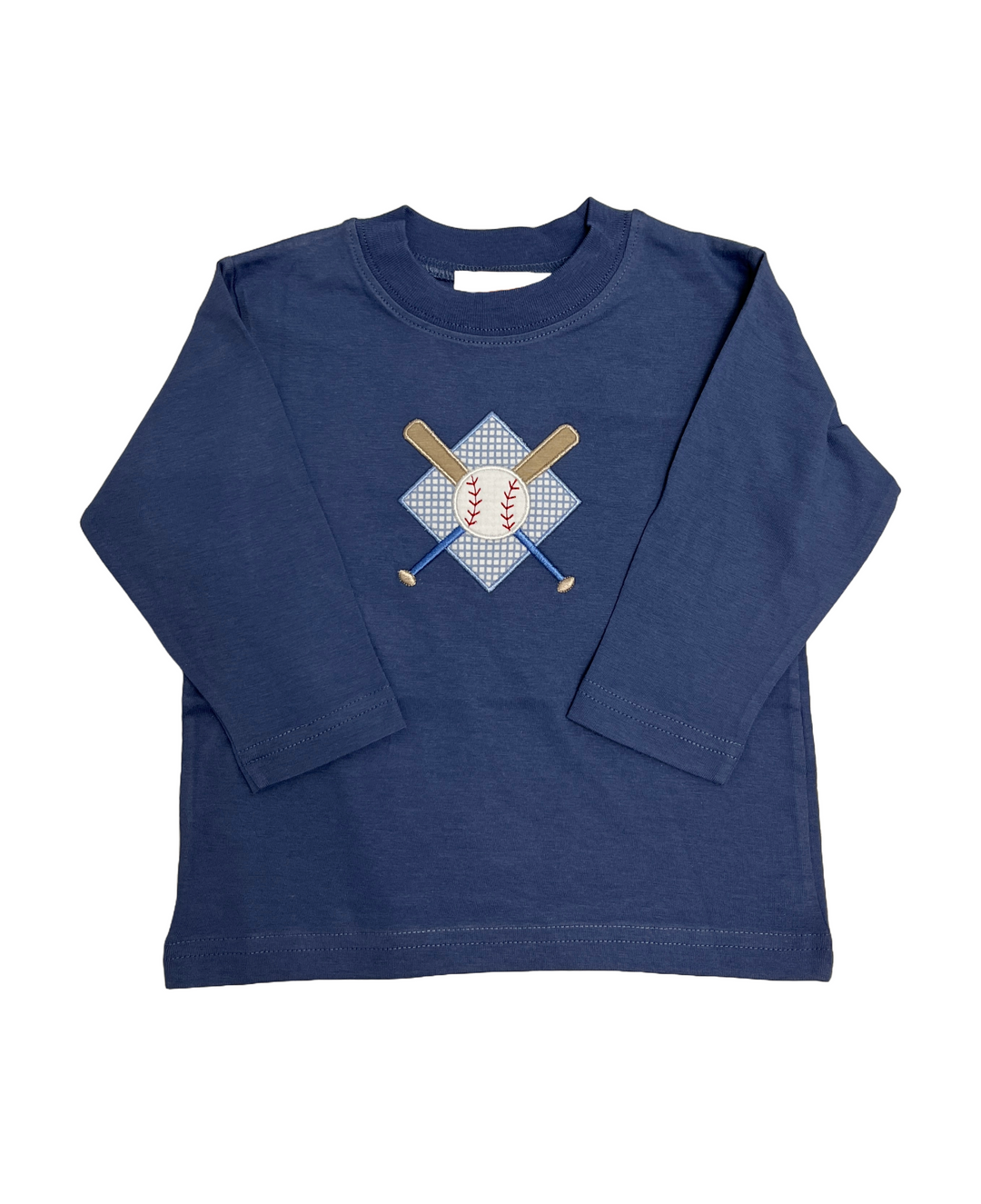 Luigi - Dark Blue - Long Sleeve Baseball Diamond with Bats Appliqué