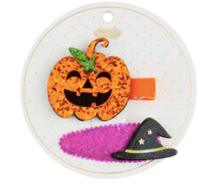 Pumpkin & Witch Hat Hair Clips