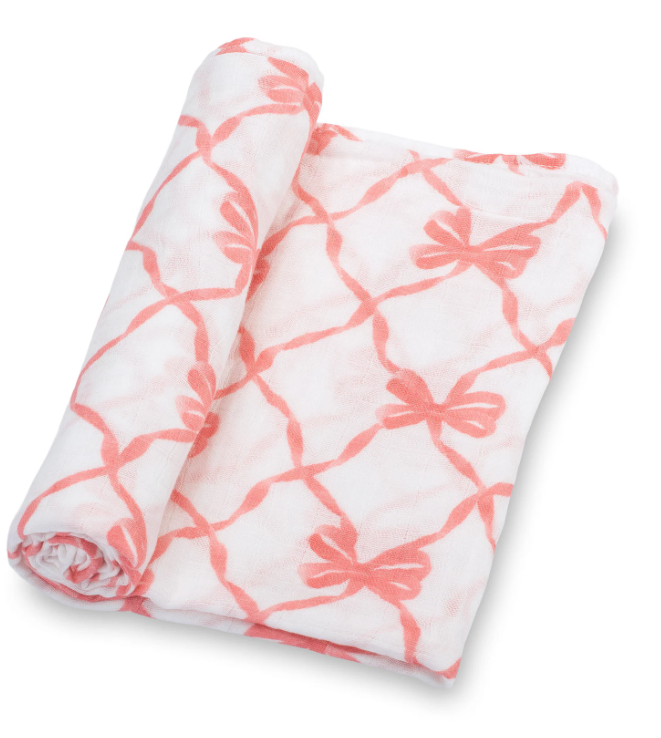Pink Bow Baby Swaddle Blanket
