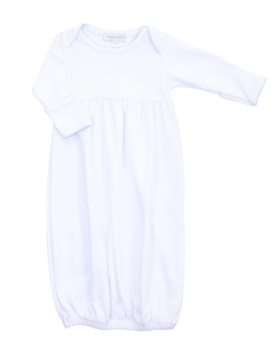 Magnolia Baby Solid Essentials White Blue Gown