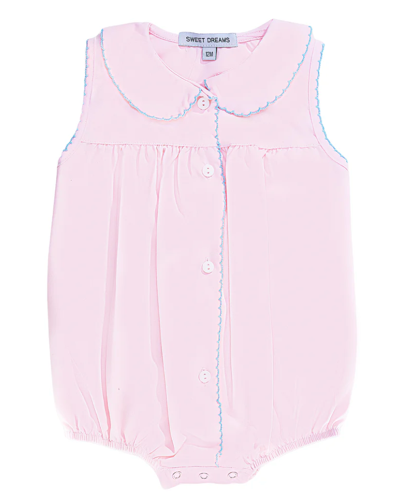 Pink W/Blue Picot Trim Bubble