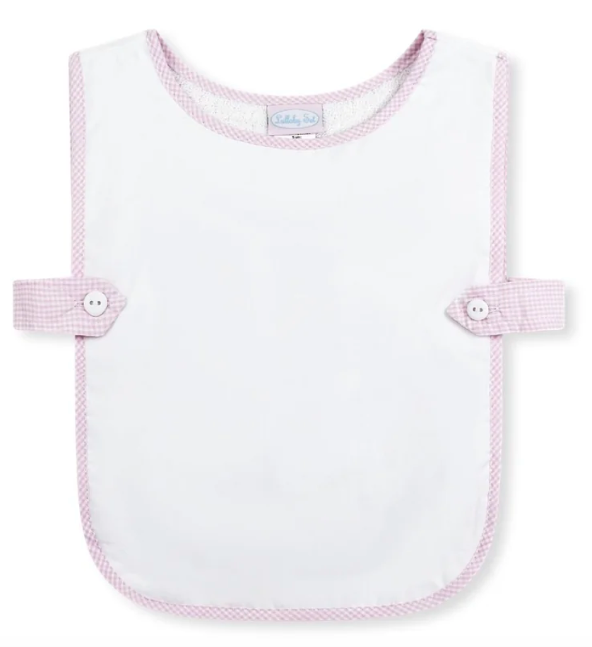Celebration Bib - Legacy White, Baby Pink Minigingham