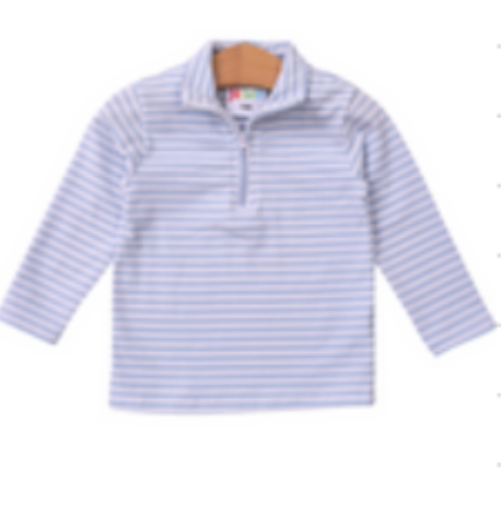 1/4 Knit Pullover - Light Blue Stripe