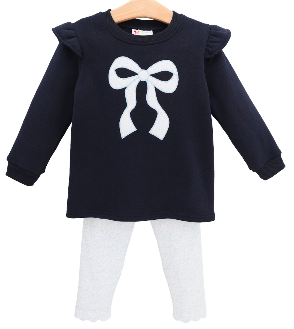 Blue Blooms Ruffle Sweatshirt Set