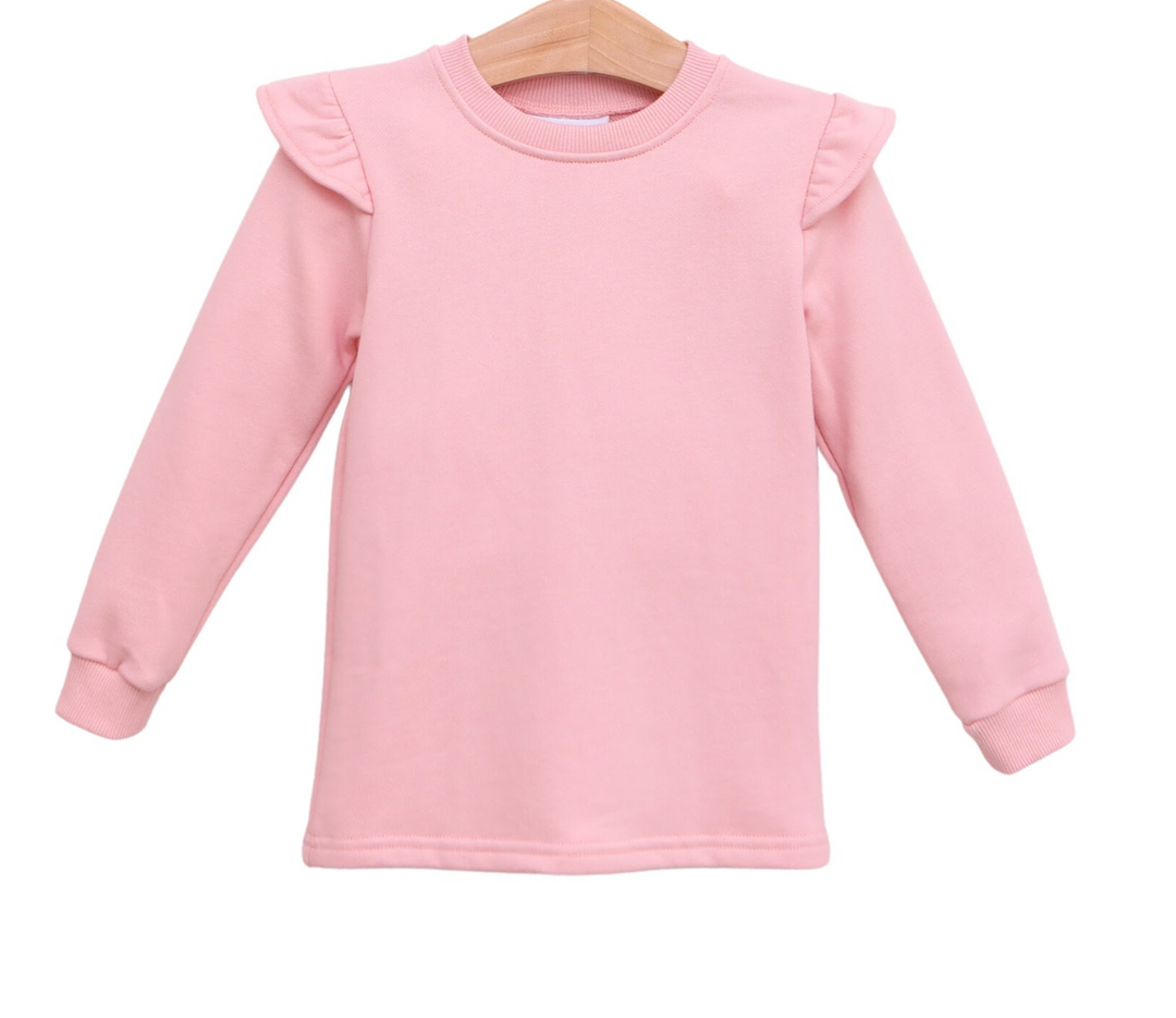 French Terry Flutter Pullover- Light Pink
