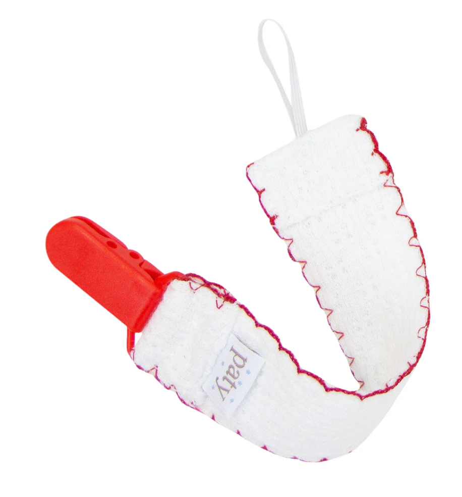 Paty Knit Pacifier Clip - Red - 189
