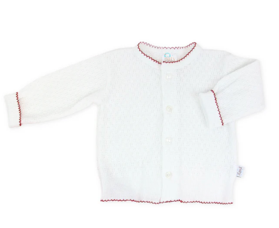 Paty Knit Cardigan Red Trim