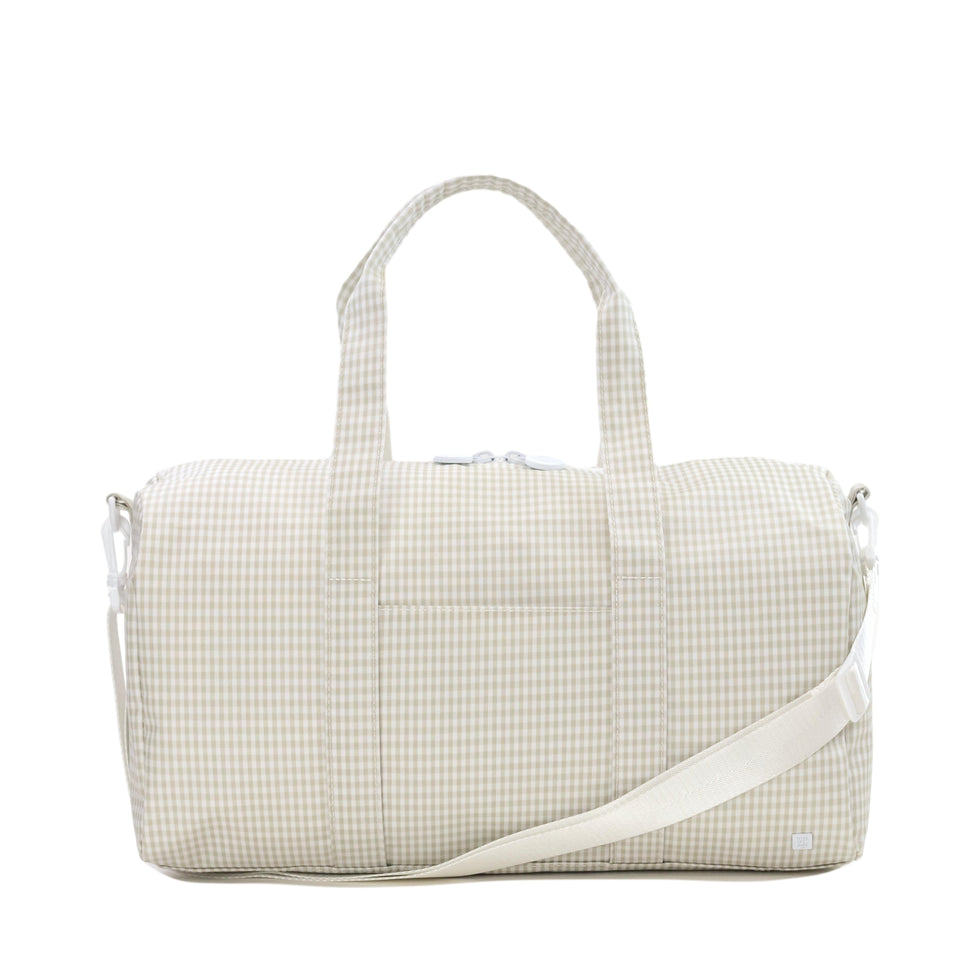 TRVL GINGHAM PEARL GREY WEEKENDER