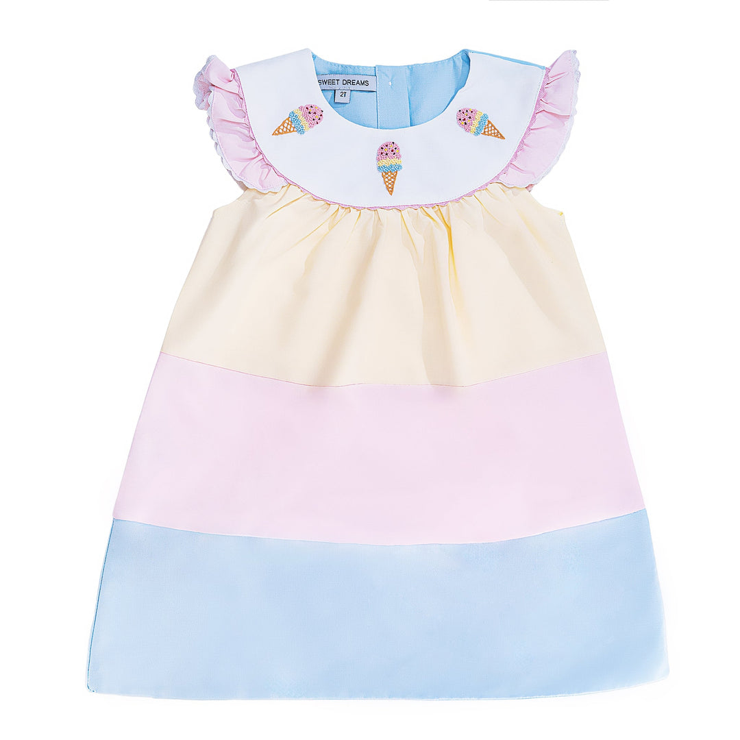 Color Block Embroidered Ice Cream Dress