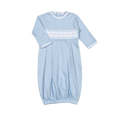 Tim Blue Stripes Hand Smocked Pima Footie