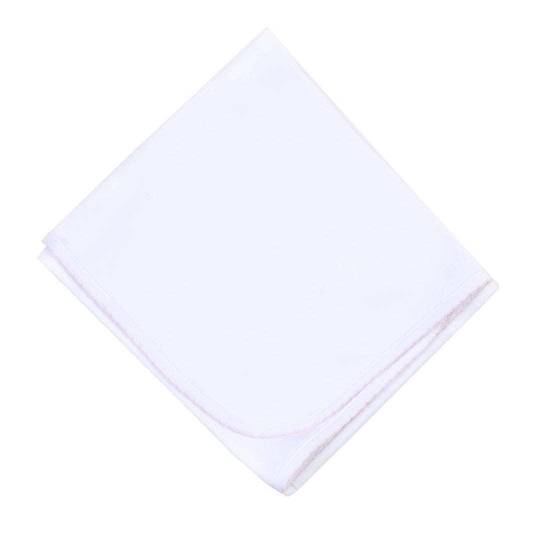 Magnolia Baby Essentials Receiving Blanket with Pink Trim