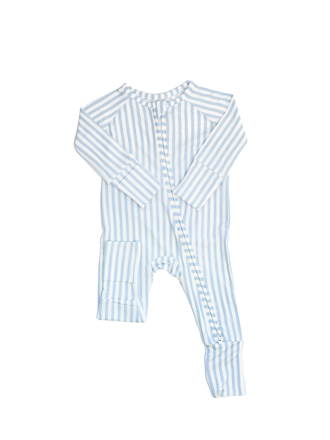 The Uptown Baby - Cabana Stripe Light Blue Sleep Romper