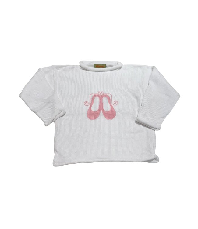Luigi - White - Ballet Slippers Roll Neck Sweater