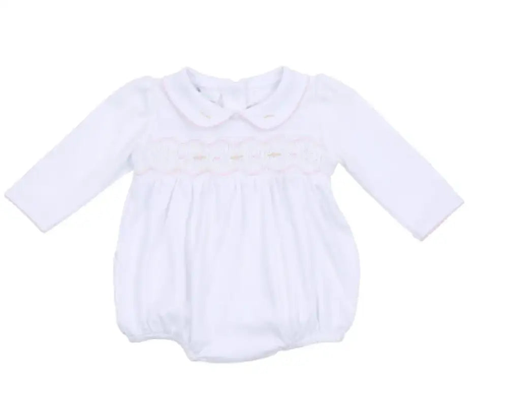 Magnolia Baby Ava and Archie Pink Smocked Collared Long Sleeve